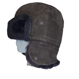 DAVIDE CENCI brown shearling suede hunting hat made in Italy
